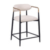 Nath Counter Height Chair Set of 2 | Gold Metal Arms | White Cushions | Black
