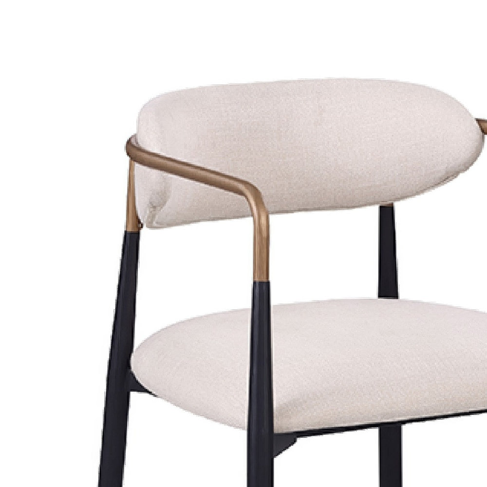 Nath Counter Height Chair Set of 2 | Gold Metal Arms | White Cushions | Black