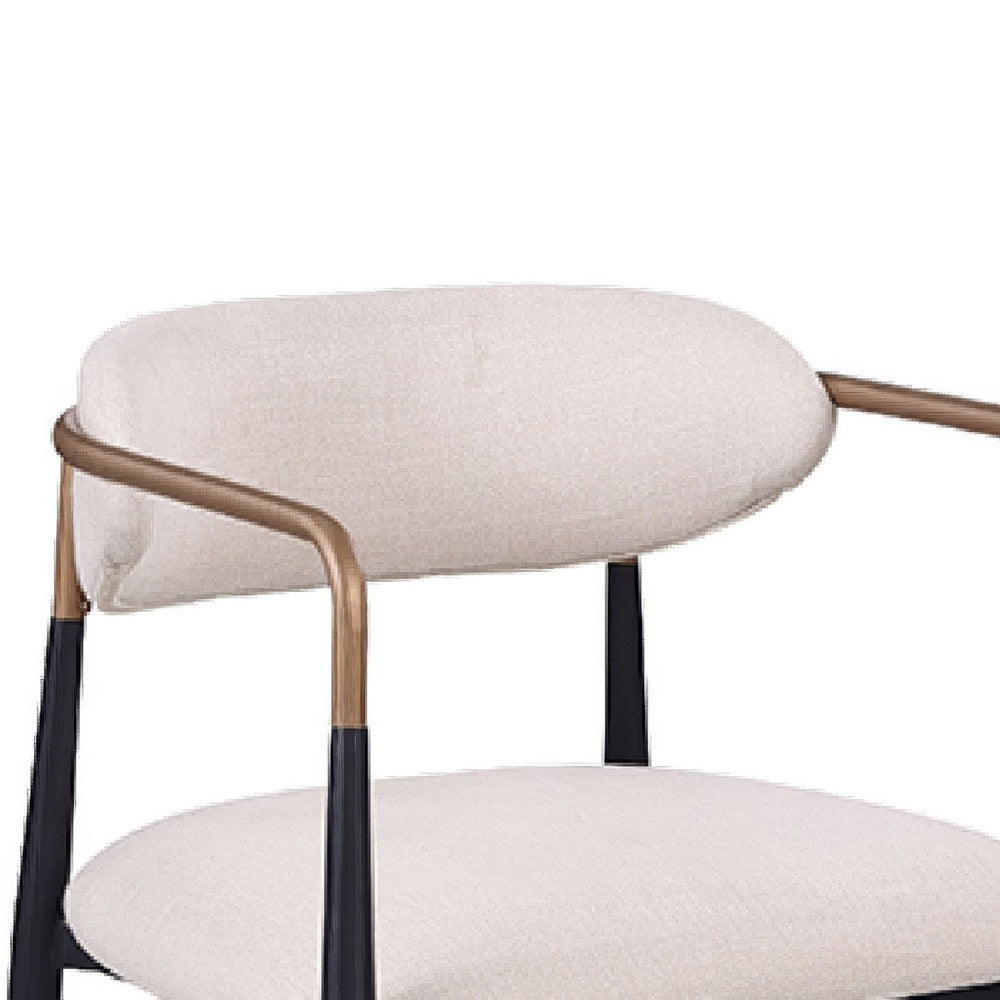 Nath Counter Height Chair Set of 2 | Gold Metal Arms | White Cushions | Black