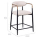 Nath Counter Height Chair Set of 2 | Gold Metal Arms | White Cushions | Black