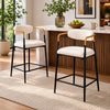 Nath Counter Height Chair Set of 2 | Gold Metal Arms | White Cushions | Black