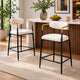 Nath Counter Height Chair Set of 2 | Gold Metal Arms | White Cushions | Black