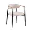Nean Dining Side Chair Set of 2 | Gold Metal Arms | White Cushions | Black