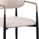 Nean Dining Side Chair Set of 2 | Gold Metal Arms | White Cushions | Black