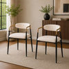 Nean Dining Side Chair Set of 2 | Gold Metal Arms | White Cushions | Black