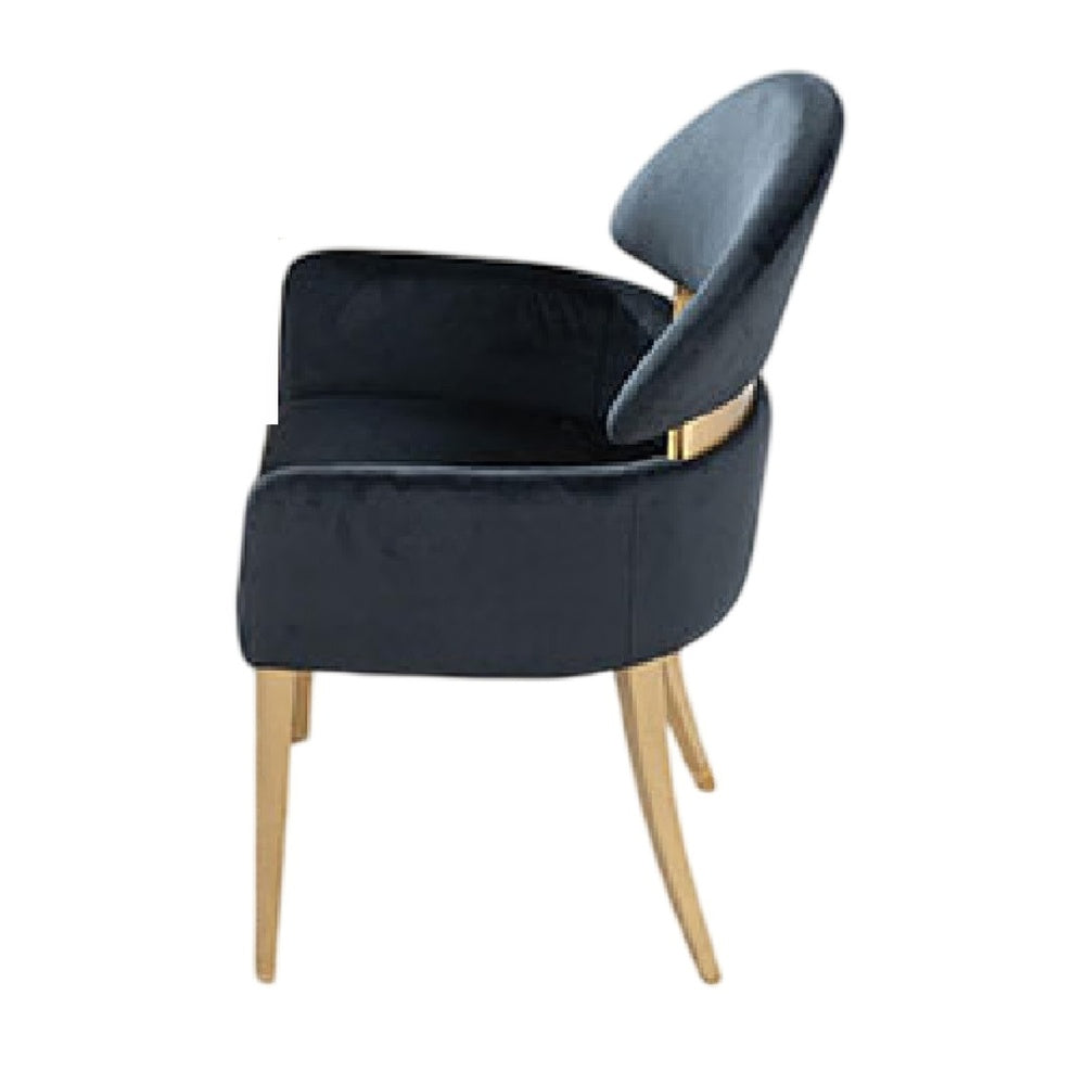 Noth Dining Armchair Set of 2 | Foam Fill Black Cushions | Matte Gold