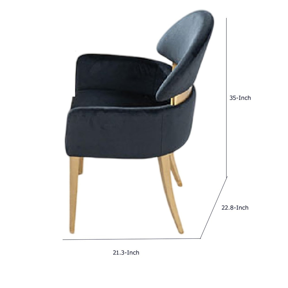 Noth Dining Armchair Set of 2 | Foam Fill Black Cushions | Matte Gold