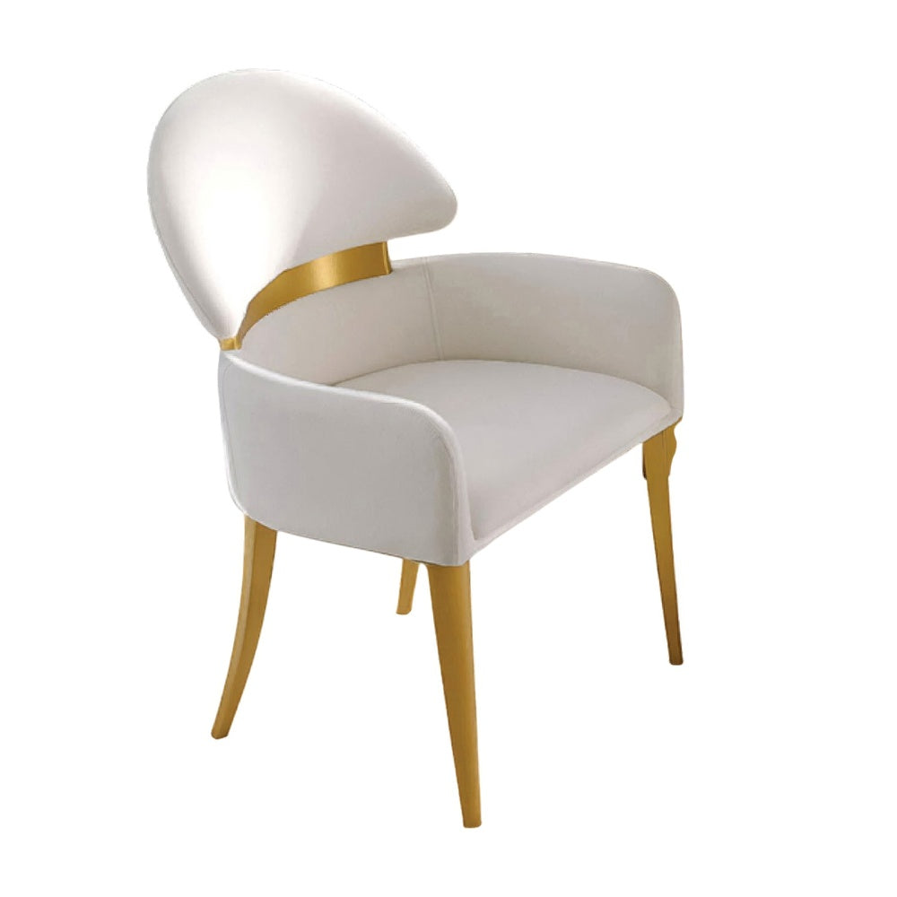 Noth Dining Armchair Set of 2 | Foam Fill White Cushions | Matte Gold