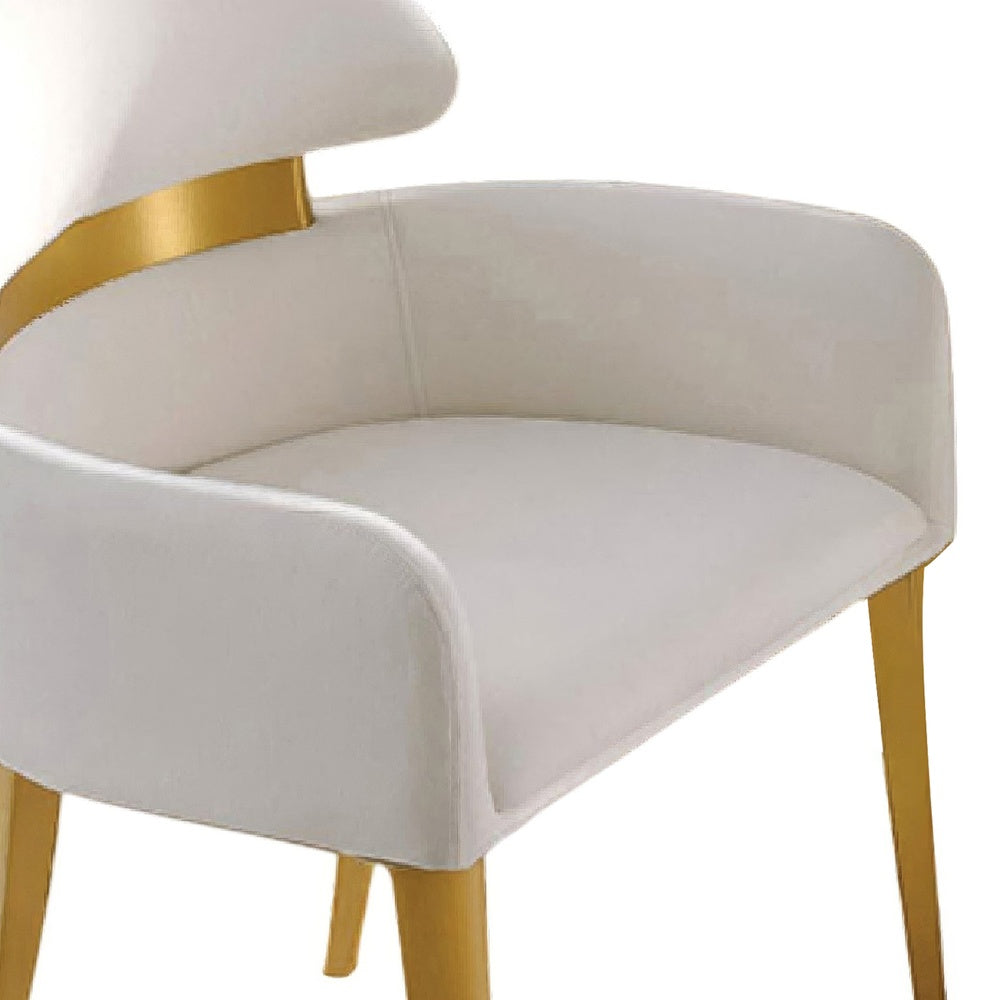 Noth Dining Armchair Set of 2 | Foam Fill White Cushions | Matte Gold
