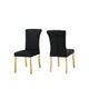 Hols Parson Dining Side Chair Set of 2 | Channeled Black Fabric | Gold Steel