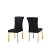 Hols Parson Dining Side Chair Set of 2 | Channeled Black Fabric | Gold Steel