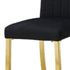 Hols Parson Dining Side Chair Set of 2 | Channeled Black Fabric | Gold Steel