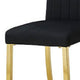 Hols Parson Dining Side Chair Set of 2 | Channeled Black Fabric | Gold Steel