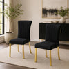 Hols Parson Dining Side Chair Set of 2 | Channeled Black Fabric | Gold Steel