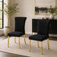 Hols Parson Dining Side Chair Set of 2 | Channeled Black Fabric | Gold Steel