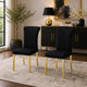 Hols Parson Dining Side Chair Set of 2 | Channeled Black Fabric | Gold Steel