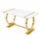 Hols Dining Table | Gold B&ing on White Top | O-Shaped Steel Legs 60"