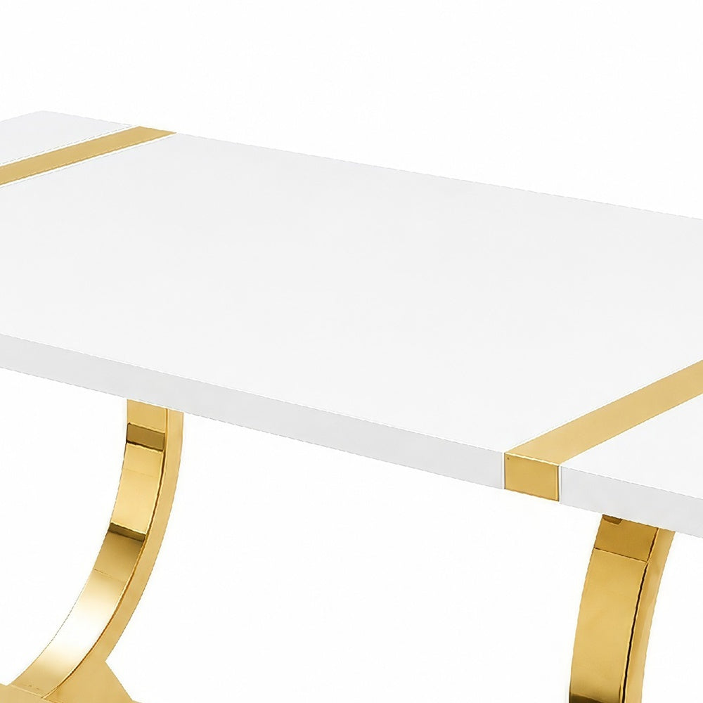 Hols Dining Table | Gold B&ing on White Top | O-Shaped Steel Legs 60"