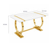 Hols Dining Table | Gold B&ing on White Top | O-Shaped Steel Legs 60"