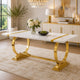 Hols Dining Table | Gold B&ing on White Top | O-Shaped Steel Legs 60"