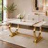 Hols Dining Table | Gold B&ing on White Top | O-Shaped Steel Legs 60"