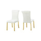 Hols Parson Dining Side Chair Set of 2 | Channeled White Fabric | Gold Steel Base