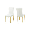 Hols Parson Dining Side Chair Set of 2 | Channeled White Fabric | Gold Steel Base