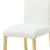 Hols Parson Dining Side Chair Set of 2 | Channeled White Fabric | Gold Steel Base