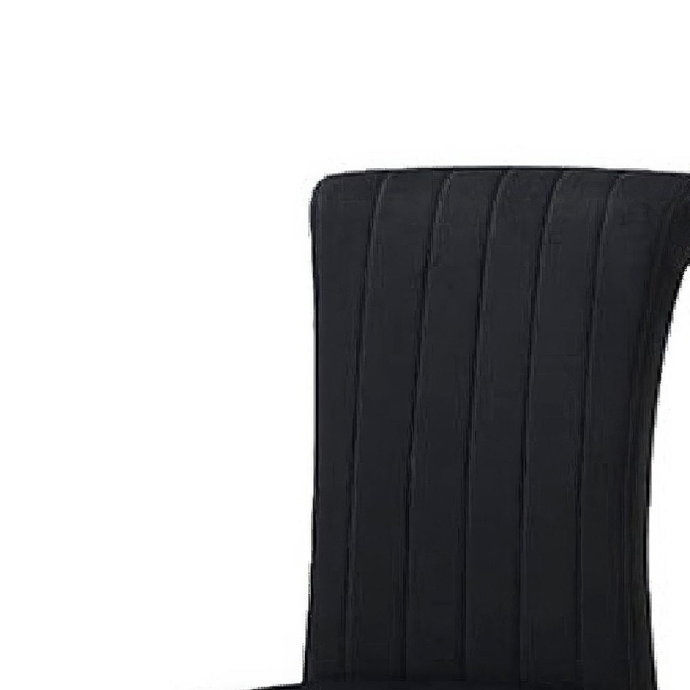 Hols Parson Dining Side Chair Set of 2 | Black Fabric | Silver Steel Base