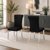 Hols Parson Dining Side Chair Set of 2 | Black Fabric | Silver Steel Base