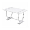 Hols Dining Table | Silver B&ing on White Top | O-Shaped Steel Legs 60"