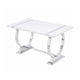 Hols Dining Table | Silver B&ing on White Top | O-Shaped Steel Legs 60"