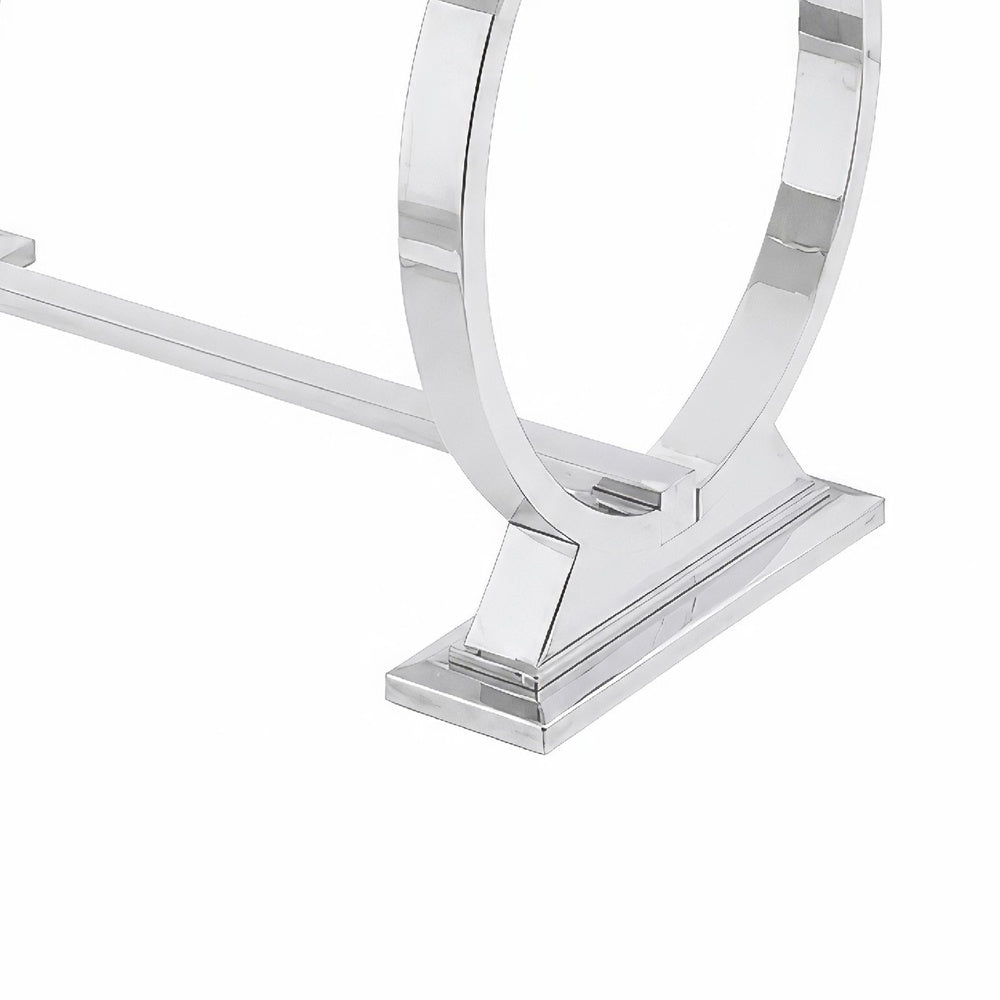 Hols Dining Table | Silver B&ing on White Top | O-Shaped Steel Legs 60"