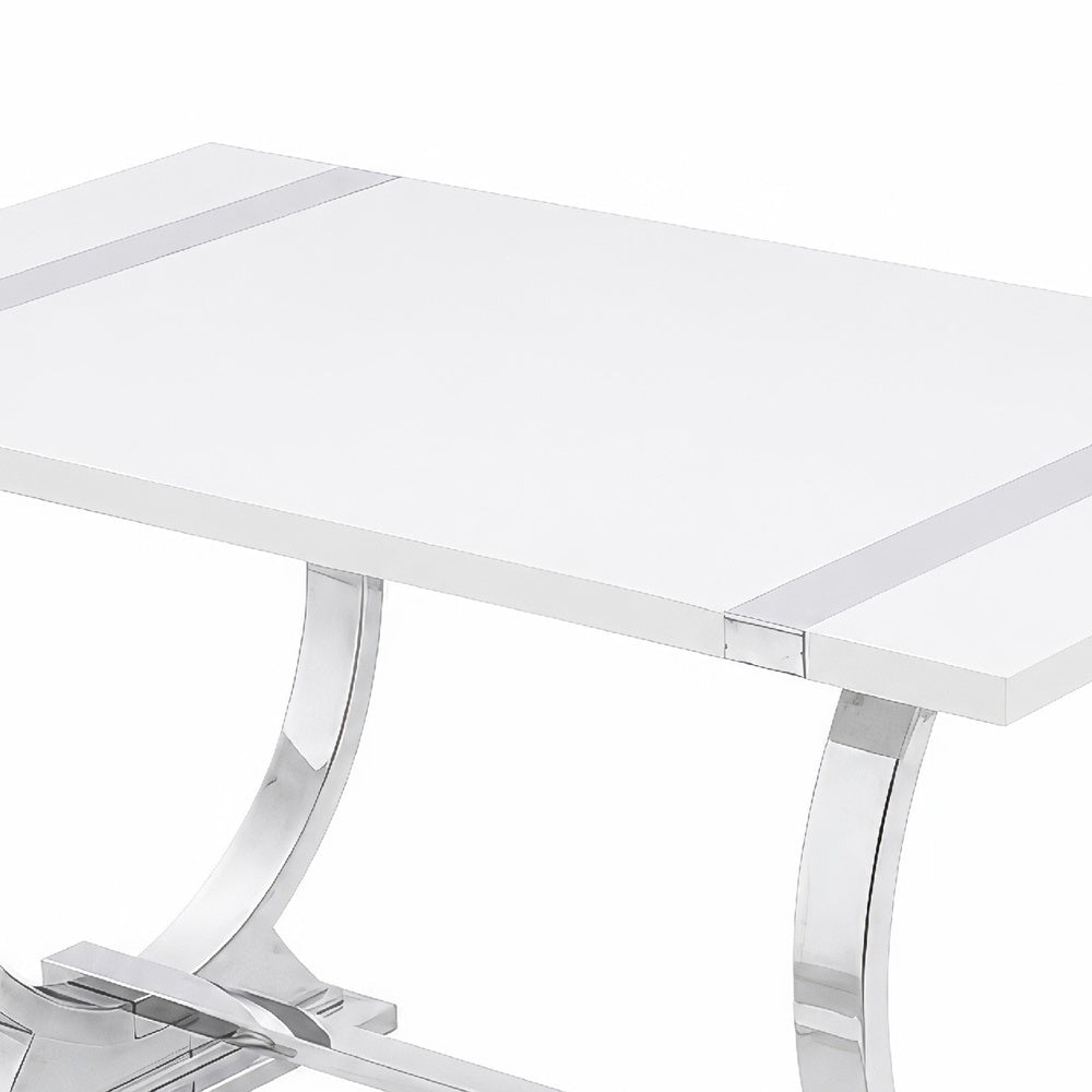 Hols Dining Table | Silver B&ing on White Top | O-Shaped Steel Legs 60"