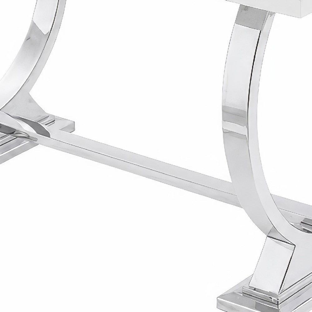 Hols Dining Table | Silver B&ing on White Top | O-Shaped Steel Legs 60"