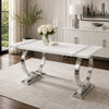 Hols Dining Table | Silver B&ing on White Top | O-Shaped Steel Legs 60"