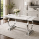 Hols Dining Table | Silver B&ing on White Top | O-Shaped Steel Legs 60"