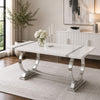 Hols Dining Table | Silver B&ing on White Top | O-Shaped Steel Legs 60"