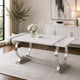 Hols Dining Table | Silver B&ing on White Top | O-Shaped Steel Legs 60"