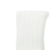 Hols Parson Dining Side Chair Set of 2 | White Fabric | Silver Steel