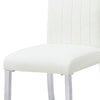 Hols Parson Dining Side Chair Set of 2 | White Fabric | Silver Steel
