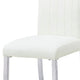 Hols Parson Dining Side Chair Set of 2 | White Fabric | Silver Steel