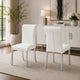 Hols Parson Dining Side Chair Set of 2 | White Fabric | Silver Steel