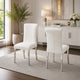 Hols Parson Dining Side Chair Set of 2 | White Fabric | Silver Steel