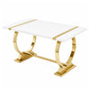 Hols Dining Table | Gold B&ing on White Top | O-Shaped Steel Legs 80"