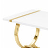 Hols Dining Table | Gold B&ing on White Top | O-Shaped Steel Legs 80"