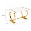 Hols Dining Table | Gold B&ing on White Top | O-Shaped Steel Legs 80"