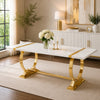 Hols Dining Table | Gold B&ing on White Top | O-Shaped Steel Legs 80"