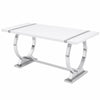 Hols Dining Table | Silver B&ing on White Top | O-Shaped Steel Legs 80"