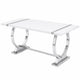 Hols Dining Table | Silver B&ing on White Top | O-Shaped Steel Legs 80"